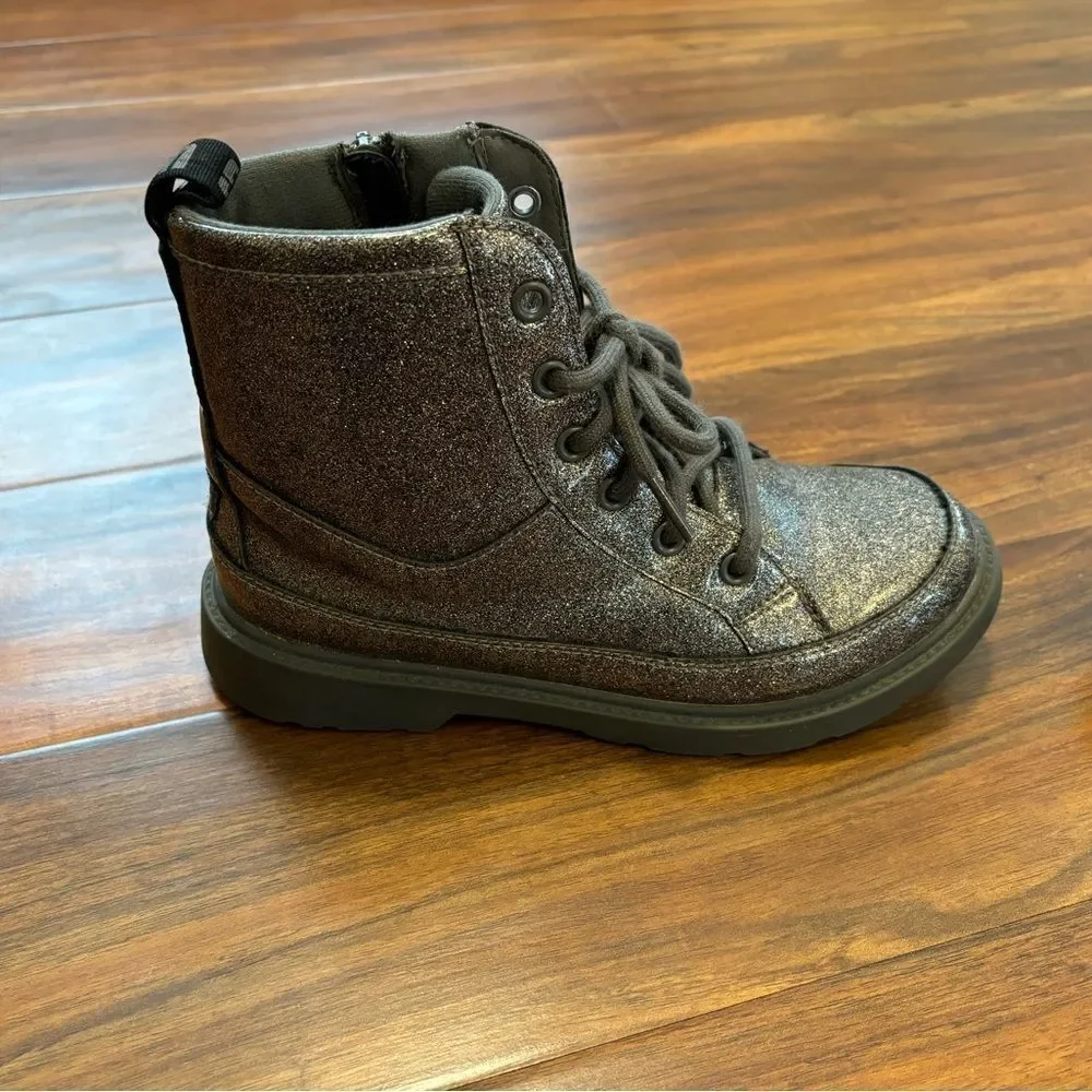 UGG Robley Glitter Grey Sparkle Combat Boots